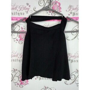 twik tank cropped tie up Black Ribbed Halter Tank Top